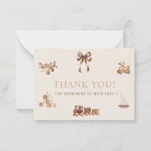 Tarjeta Pequeña Elegante Vivero Acuarela Beige Juguetes Regalo de 