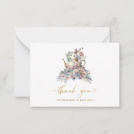 Tarjeta Pequeña Elegante Watercolor colorido de lilac rosado peoni