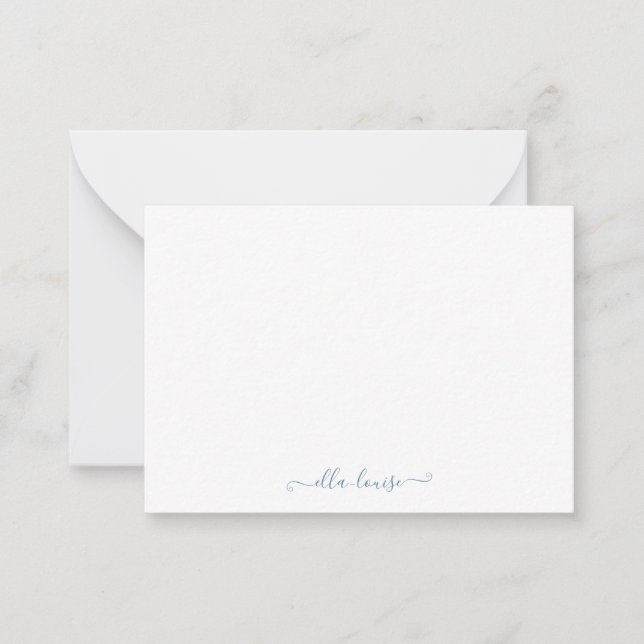 Tarjeta Pequeña Elegante y caprichoso nombre de guión azul femenin (Anverso)