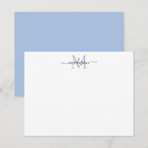 Tarjeta Pequeña Elegante y elegante Monograma azul turbio de estil