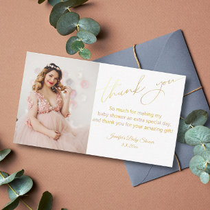 Tarjeta Pequeña elegante y elegante oro gracias bebé foto