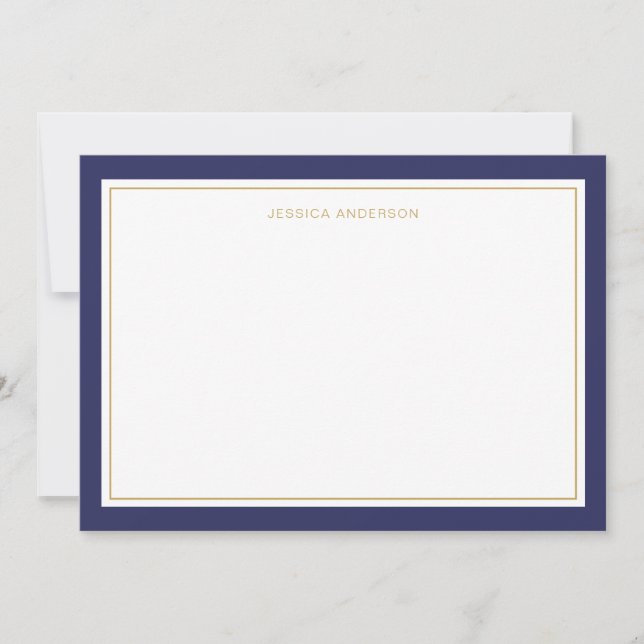 Tarjeta Pequeña Elegante Y Femenina Frontera Oro De La Marina Pers (Anverso)