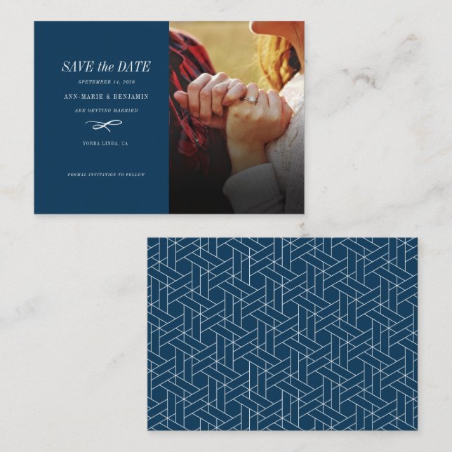 Tarjeta Pequeña Elegante Y Moderna Boda Fotográfica Salva La Fecha (Anverso / Reverso)