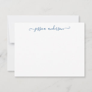 Tarjeta Pequeña Elegante y moderno guión azul de la Marina Oscura