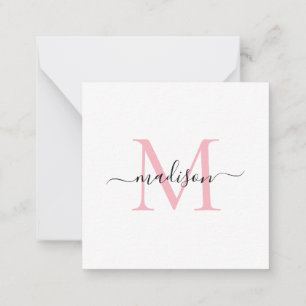 Tarjeta Pequeña Elegante y moderno guión de monograma femenino Rub