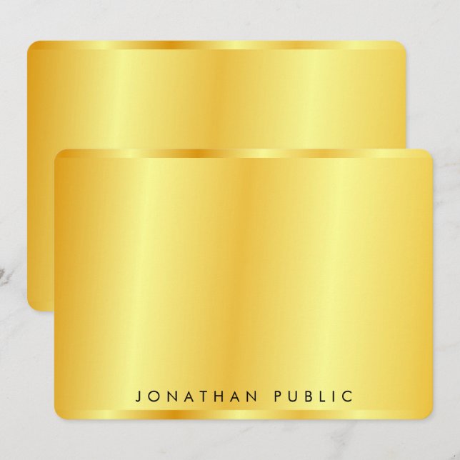 Tarjeta Pequeña Elegante y personalizado toque de metal de oro de  (Anverso / Reverso)