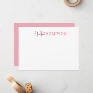 Tarjeta Pequeña Elegante y simple nombre rosa Rubor Girly