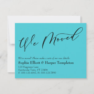 Tarjeta Pequeña Elegante y simple Turquesa Nos Mudamos Nueva Tarje