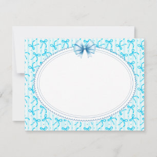 Tarjeta Pequeña Elegantes lazos y rayas azul claro Gracias