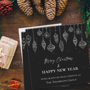 Tarjeta Pequeña Elegantes Navidades blancos negros para la nueva e