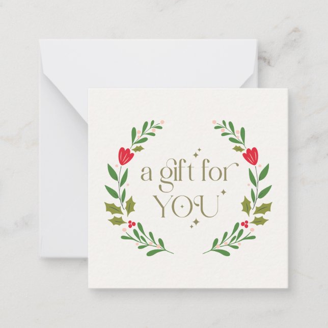 Tarjeta Pequeña Elegantes Navidades Wreath Gift Card (Anverso)