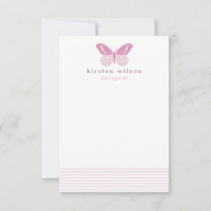 Tarjeta Pequeña Elegantes rayas Rubor y mariposa - Personalizadas