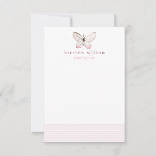 Tarjeta Pequeña Elegantes rayas Rubor y mariposa - Personalizadas