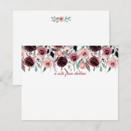Tarjeta Pequeña Elegantes Rosas borgoñosos y acuarelas rosas |