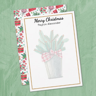 Tarjeta Pequeña Elementos minimalistas de acuarela de Navidad de 3
