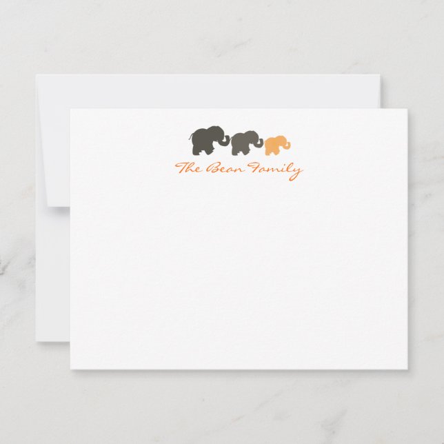 Tarjeta Pequeña Elephant Family Flat Notecards (Anverso)
