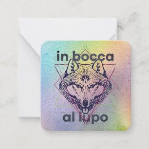 Tarjeta Pequeña En bocca al lupo buena suerte castmate noche de ap