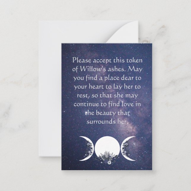 Tarjeta Pequeña En los brazos de la carta de cenizas de la diosa (Anverso)