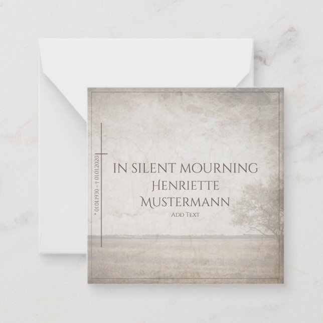 Tarjeta Pequeña En silencio de duelo - árbol en la cosecha de prad (Anverso)