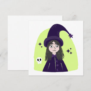 Tarjeta Pequeña Encantadora Bruja Enfadada Adorable