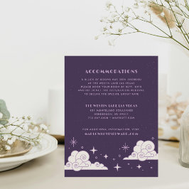Tarjeta Pequeña Enclosure de Boda Celestial Luna y Estrellas Púrpu