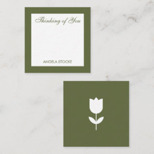 Tarjeta Pequeña Enclosure de flores Personalizado Simple Green