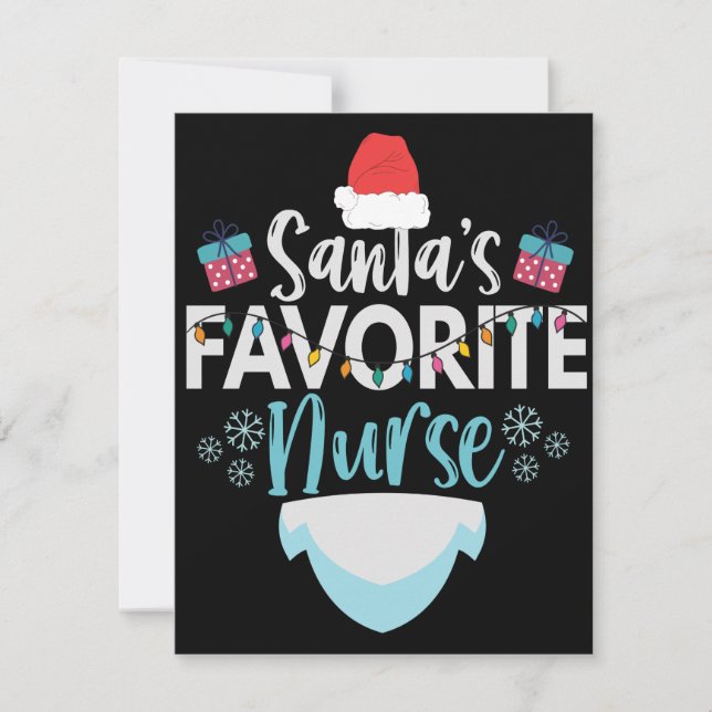 Tarjeta Pequeña Enfermera favorita de Santa divertido Navidad Enfe (Anverso)