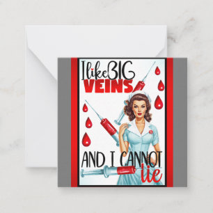 Tarjeta Pequeña Enfermera Nostálgica Adorable Me gustan las Venas 