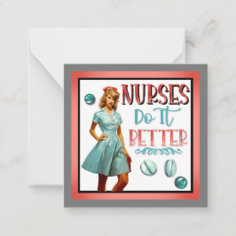 Tarjeta Pequeña Enfermera Nostálgica Cute Enfermeras De Pinup Lo H