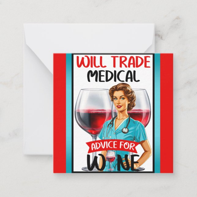 Tarjeta Pequeña Enfermera Nostálgica Cute Pinup Asesoramiento Come (Anverso)