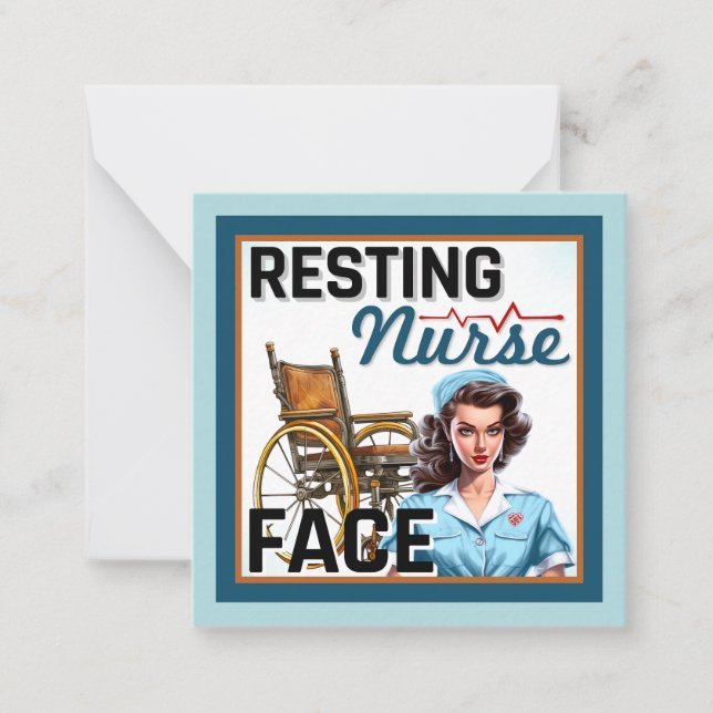 Tarjeta Pequeña Enfermera nostálgica lindo Pinup Enfermera de enfe (Anverso)
