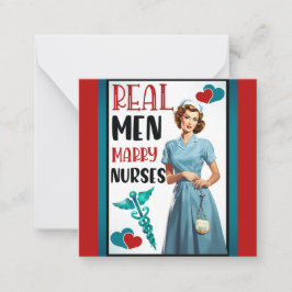 Tarjeta Pequeña Enfermera retro Pinup_ Hombres reales se casan con