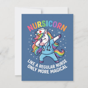 Tarjeta Pequeña Enfermera Unicornio Energía Brillante y Mágica