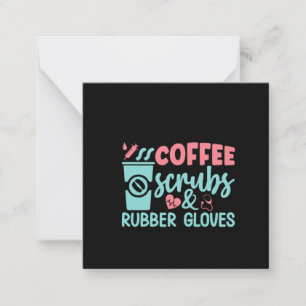 Tarjeta Pequeña Enfermeras Regalo Café Y Guantes De Goma