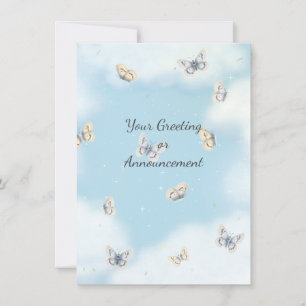 Tarjeta Pequeña Enjambre de Mariposas en un Cielo Azul Soñador Per