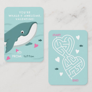 Tarjeta Pequeña Enseñanza de ballena y austera Valentine