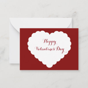 Tarjeta Pequeña Envase de San Valentín Rojo del Corazón Blanco
