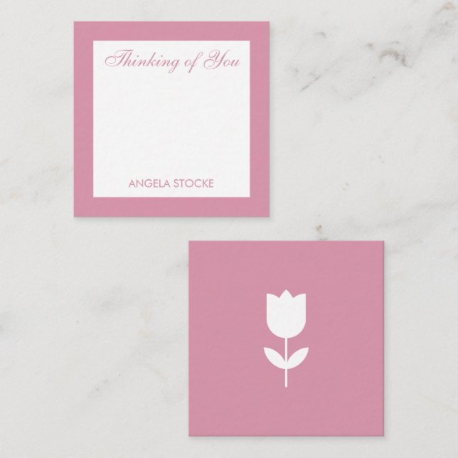Tarjeta Pequeña Envoltorio de Flor Rosa Simple Personalizado (Anverso / Reverso)