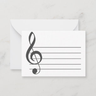 Tarjeta Pequeña Equipo de música en blanco Treble Clef Musical Not
