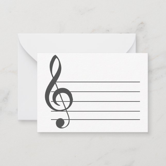 Tarjeta Pequeña Equipo de música en blanco Treble Clef Musical Not (Anverso)