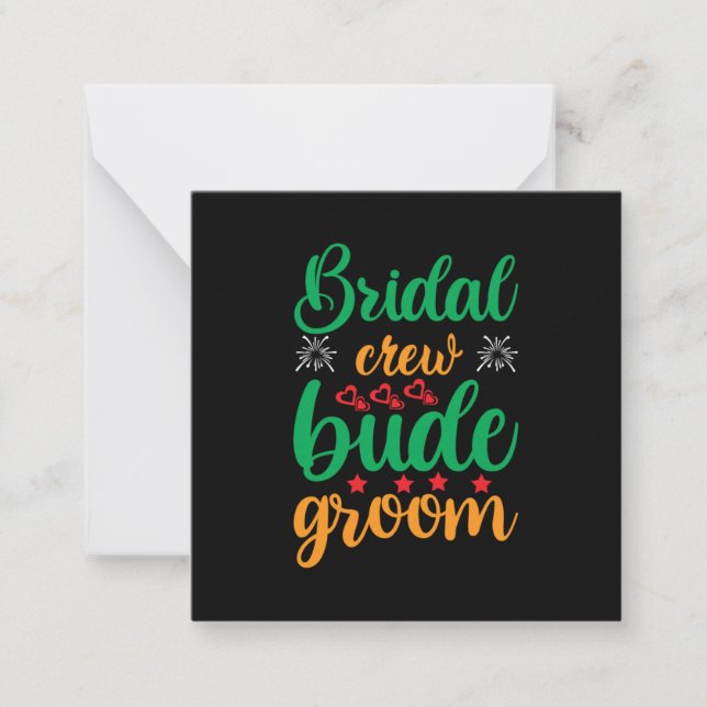 Tarjeta Pequeña Equipo de novia de boda novio (Anverso)