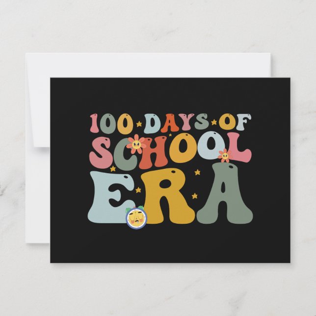 Tarjeta Pequeña  Era de 100 días de escuela Groovy Teacher Kids (Anverso)