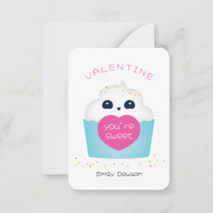 Tarjeta Pequeña Eres Cupcake de Clase de San Valentín Dulce