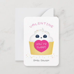 Tarjeta Pequeña Eres Cupcake de Clase de San Valentín Dulce