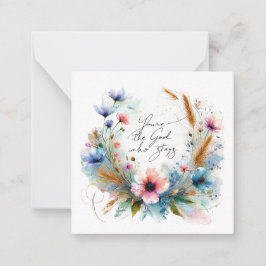 Tarjeta Pequeña Eres el Dios que permanece, floral acuarela