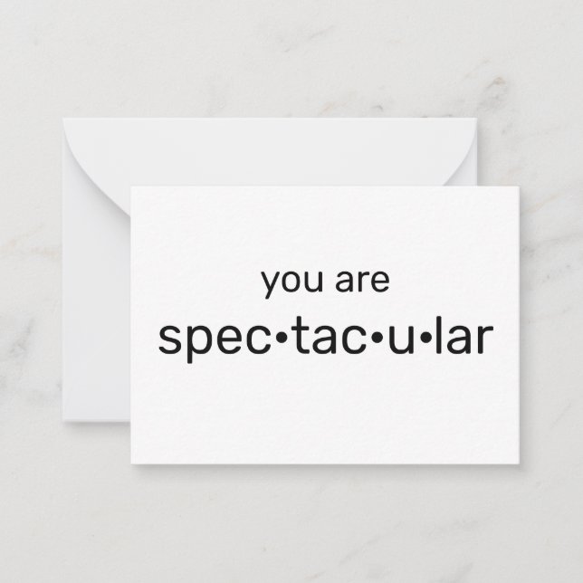 Tarjeta Pequeña Eres espectacular, blanco negro fresco (Anverso)