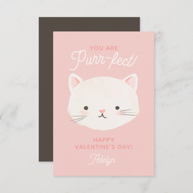 Tarjeta Pequeña Eres Gatito Perfecto Clase Día de San Valentín (Anverso / Reverso)