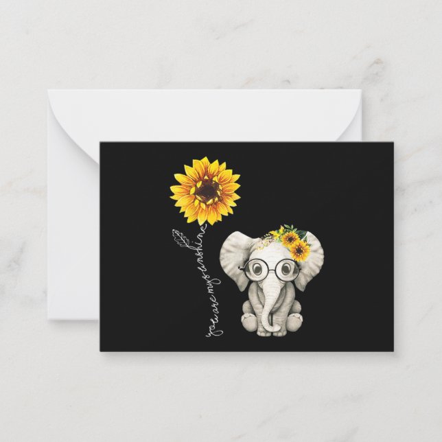 Tarjeta Pequeña Eres Mi Elefante Hippie Sunflower Sunshine (Anverso)