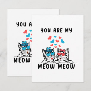 Tarjeta Pequeña Eres Mi Gato Pareja Meow Meow Día de San Valentín