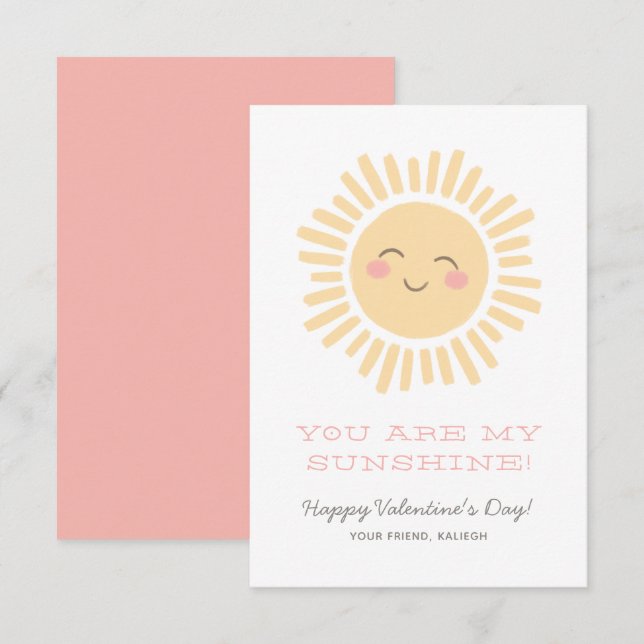 Tarjeta Pequeña Eres mi Sunshine Kids Classroom Valentine Day (Anverso / Reverso)